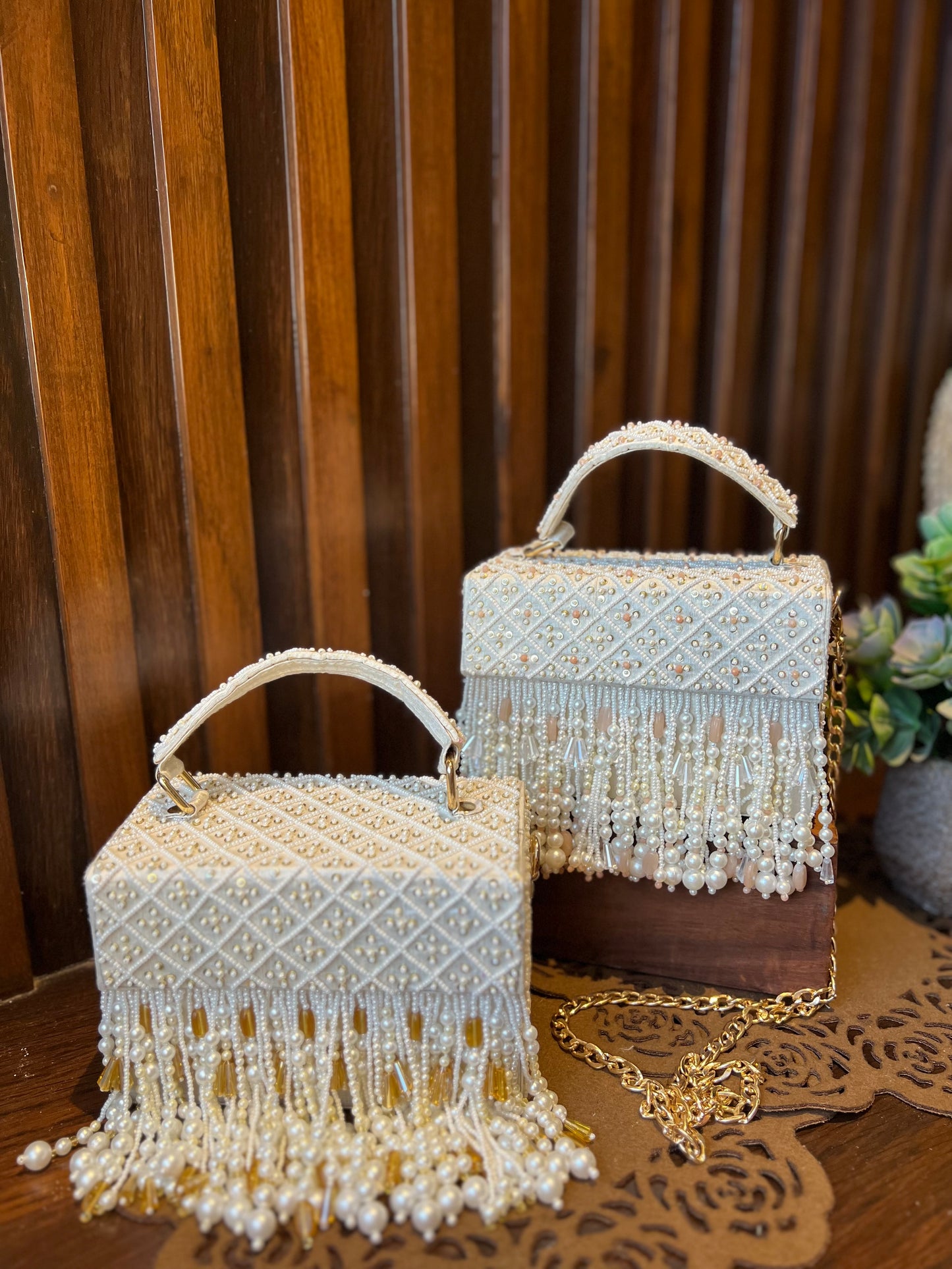 Noori Box Clutch with Gold Accents